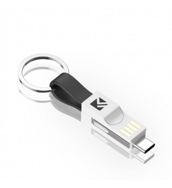Cablu Breloc 3 în 1 Magnetic - USB to 8 Pin + Micro USB + USB-C/Type-C, Albastru Cablu Breloc 3 în 1 Magnetic - USB to 8 Pin + Micro USB + USB-C/Type-C, Albastru