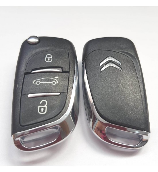 Carcasa cheie briceag Citroen, 3 butoane, cu emblema Carcasa cheie briceag Citroen, 3 butoane, cu emblema