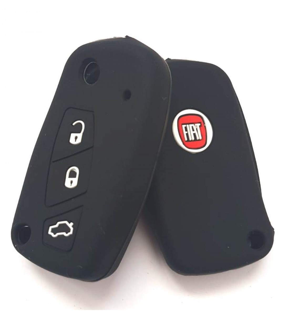 Husa Silicon Carcasa Cheie, Fiat, 3 butoane, cu emblema, SIL 202