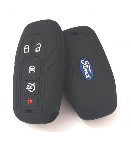 Husa Silicon Cheie Auto, Ford, 4+1 buton panica, neagra, SIL 264