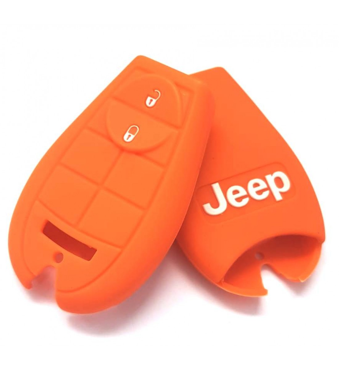 Husa Silicon Cheie Auto, Jeep, 2 butoane, portocalie