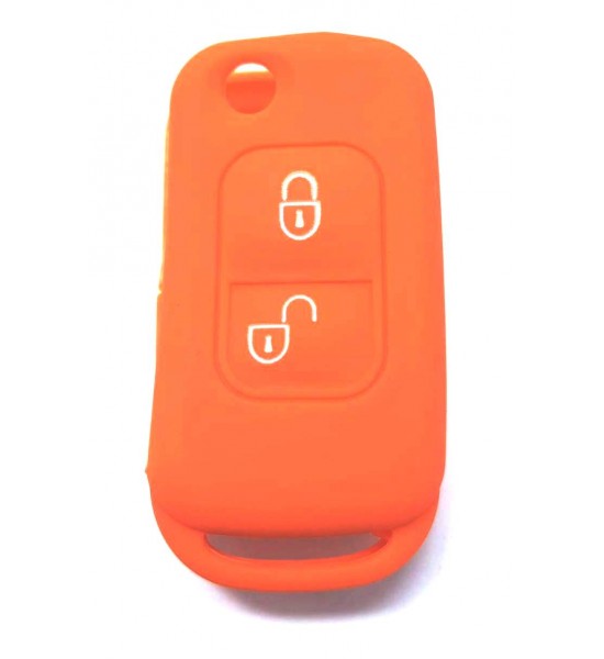 Husa Silicon Cheie Auto, Mercedes Benz, briceag, 2 butoane, portocalie, SIL 145