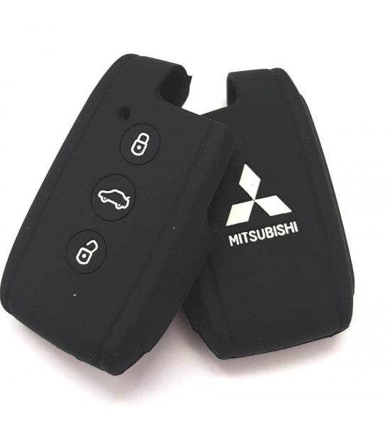 Husa Silicon Cheie Auto, Mitsubishi, 3 butoane, neagra Husa Silicon Cheie Auto, Mitsubishi, 3 butoane, neagra