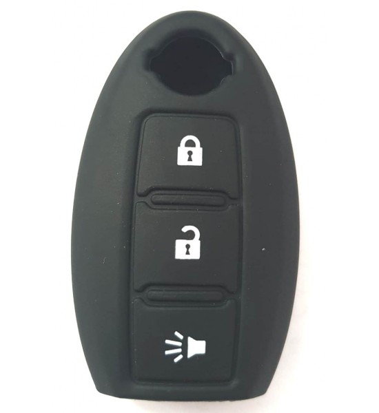 Husa Silicon Cheie Auto, Nissan, 2+1 buton panica, neagra, SIL 310