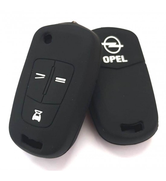 Husa Silicon Cheie Auto, Opel, 3 butoane, neagra