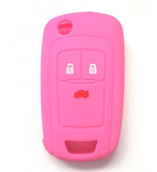 Husa Silicon Cheie Auto, Opel Insignia, 3 butoane, roz