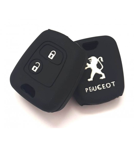 Husa Silicon Cheie Auto, Peugeot, 2 butoane, neagra, SIL 027