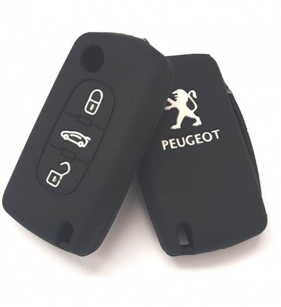 Husa Silicon Cheie Auto, Peugeot/Citroen, 3 butoane, neagra, SIL 009