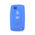 Husa Silicon Cheie Auto, Peugeot/Citroen, 3 butoane, albastra, SIL 010