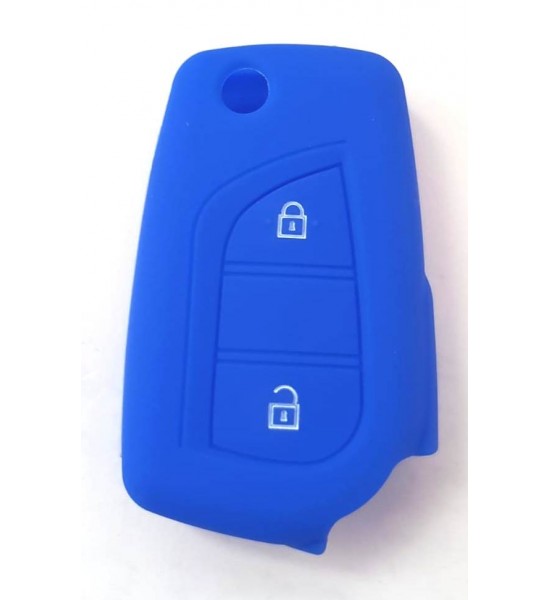 Husa Silicon Cheie Auto, Toyota, 2 butoane, albastra