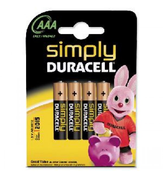 Set 4 baterii R3/AAA/LR03 Duracell Simply