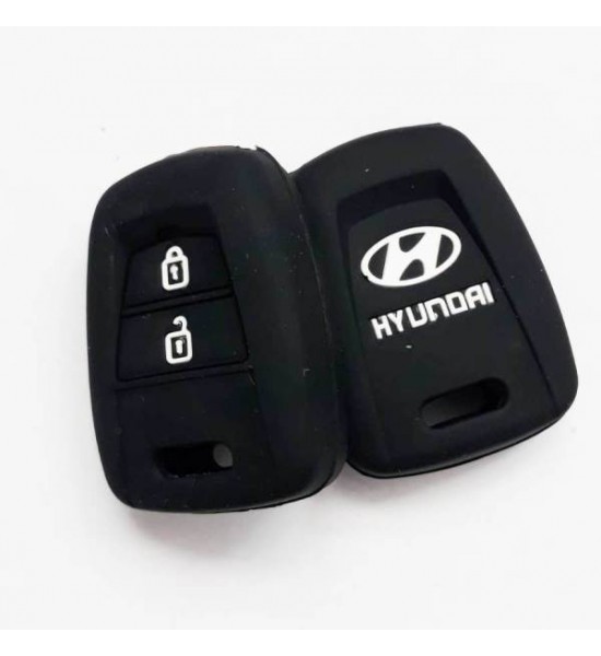 Husa Silicon Cheie Auto, Hyundai, 2 butoane, neagra