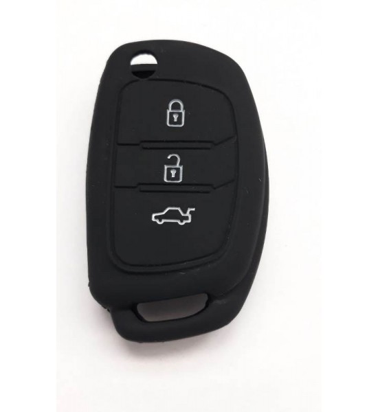 Husa Silicon Cheie Auto, Hyundai, 3 butoane, neagra