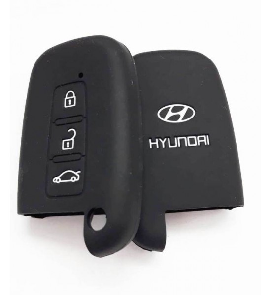 Husa Silicon Cheie Auto, Hyundai, 3 butoane, neagra
