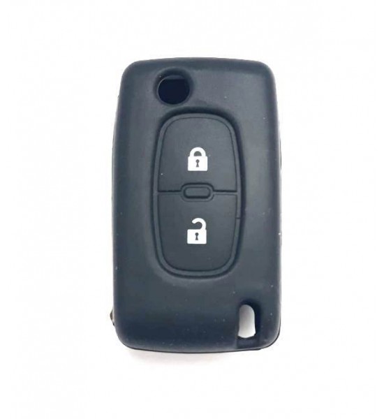 Husa Silicon Cheie Auto, Peugeot, 2 butoane, neagra, SIL 205