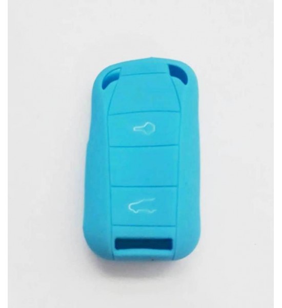 Husa Silicon Cheie Auto, Porsche, 2 butoane, albastra deschis