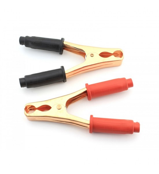 Set 2 cleme, tip crocodil pentru cablu curent, 10A, Negru/Rosu