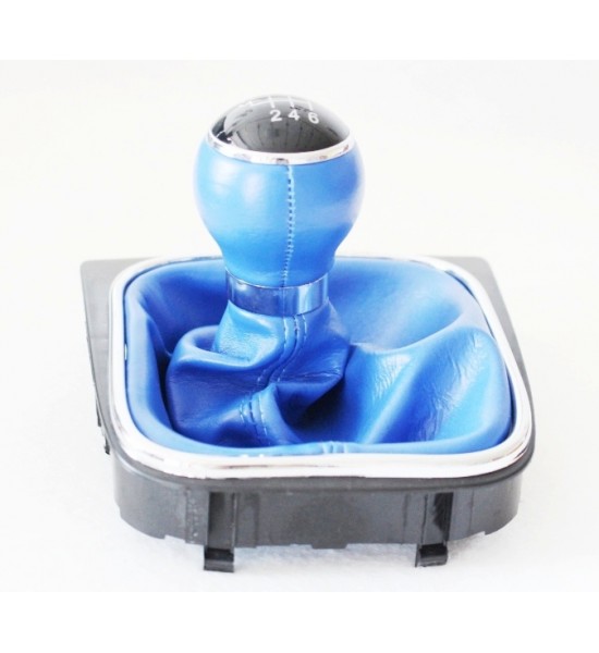 Manetă schimbător viteze, VW Golf 4, 6 viteze, piele albastră