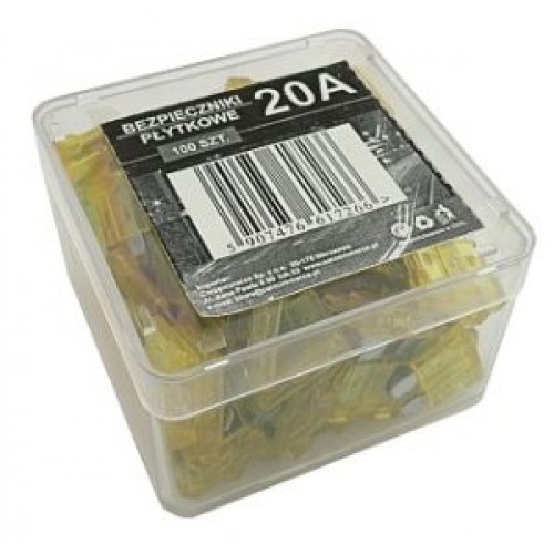  Set sigurante auto plate 20A, 100 piese