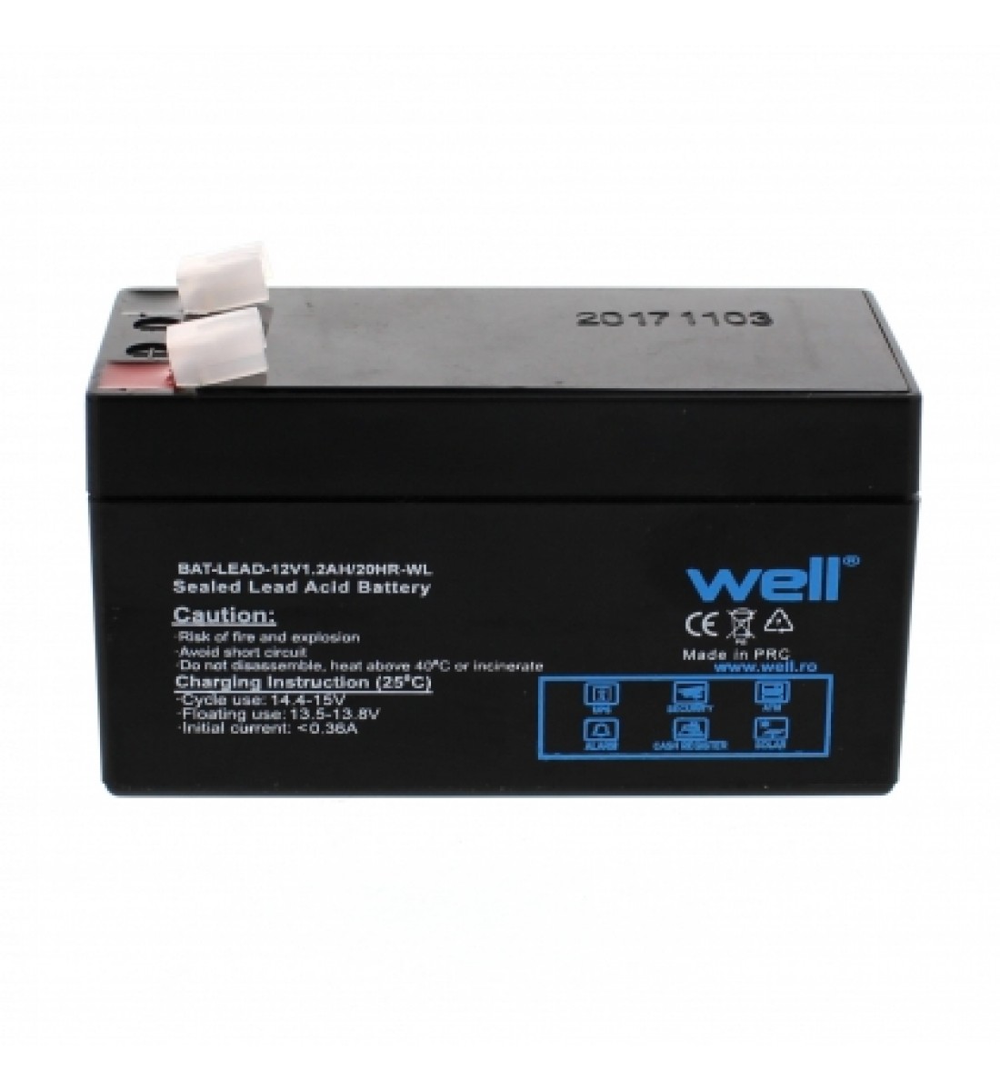 Acumulator plumb acid Well 12 V 1.2AH, terminal T1