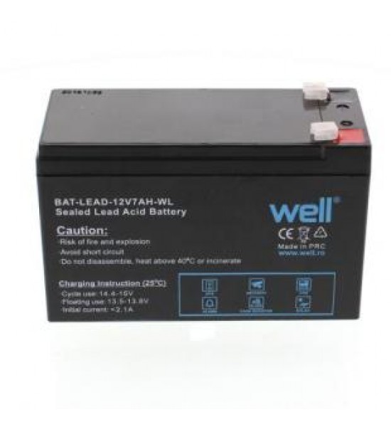 Acumulator plumb acid Well 12V 7AH, borne late, terminal T2 Acumulator plumb acid Well 12V 7AH, borne late, terminal T2