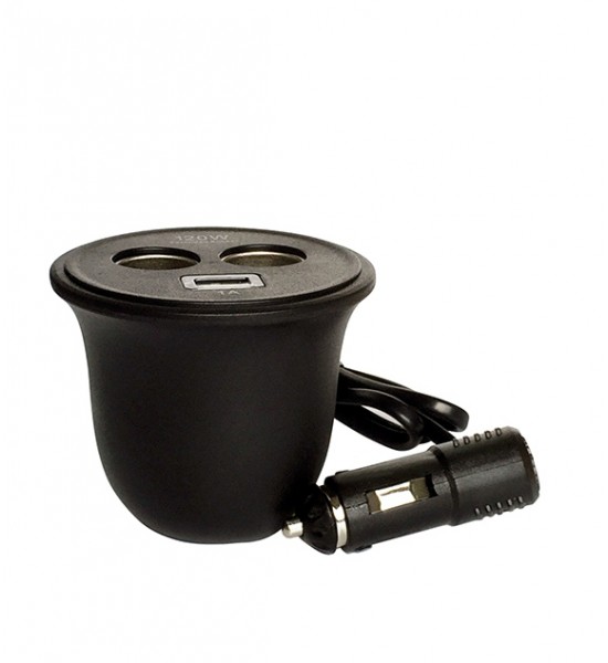 Încărcător auto, brichetă, 2 ieșiri + 1 USB, 12 sau 24V, 120W, 80cm Încărcător auto, brichetă, 2 ieșiri + 1 USB, 12 sau 24V, 120W, 80cm