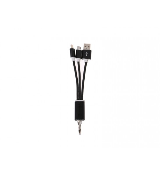 Cablu Breloc 2 în 1 MicroUSB/iPhone - Negru Cablu Breloc 2 în 1 MicroUSB/iPhone - Negru