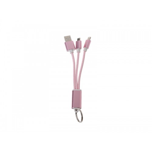 Cablu Breloc 2 în 1 MicroUSB/iPhone - Roz