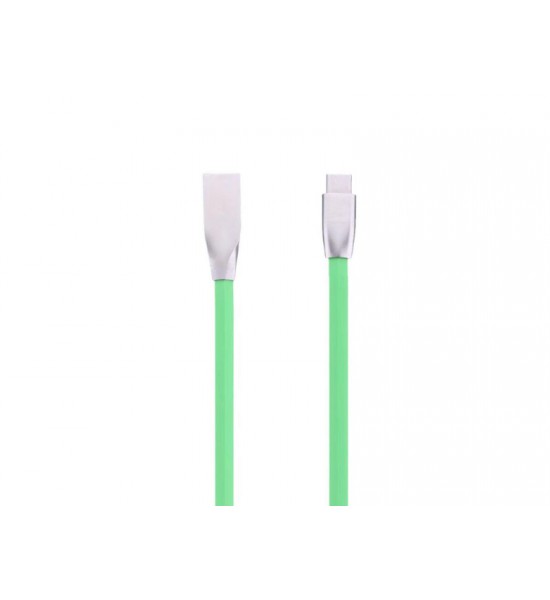 Cablu microusb cu mufe in carcasa de metal verde