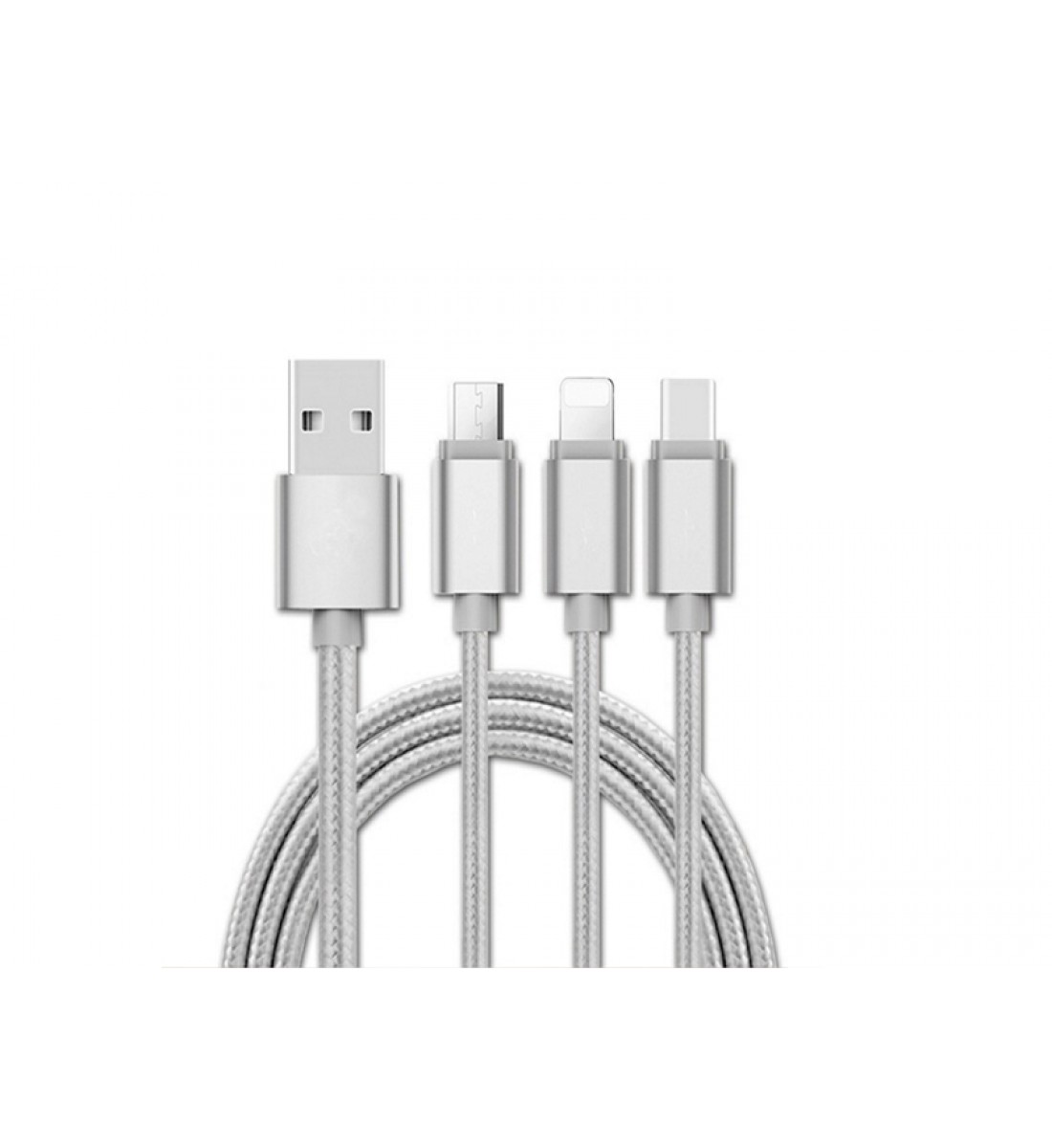 Cablu USB 3in1 microusb/Iphone/tip C argintiu