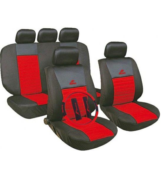 Set huse auto cu husa volan si centura, Tango, rosii Set huse auto cu husa volan si centura, Tango, rosii
