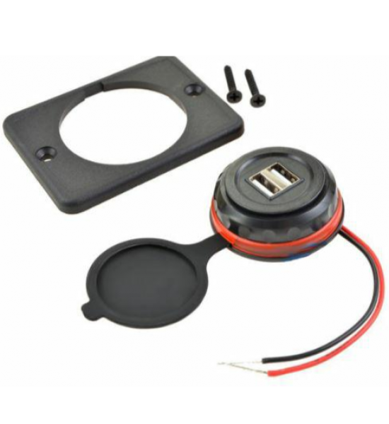 Încărcător auto, 2 ieșiri USB, 12 sau 24 V Încărcător auto, 2 ieșiri USB, 12 sau 24 V