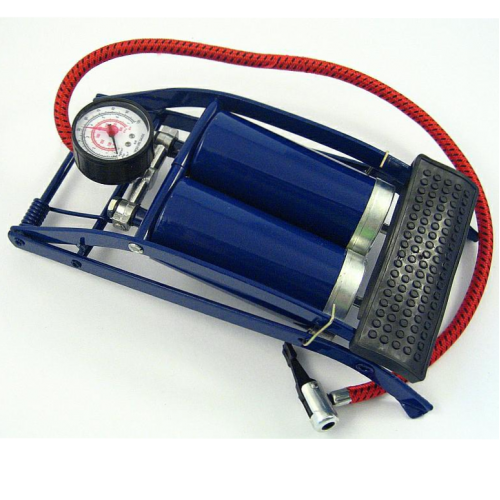 Pompa de picior cu 2 cilindri, 5 bari, metal, furtun 60 cm