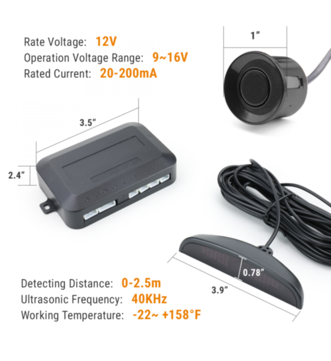 Sistem Senzori de Parcare cu 6 Senzori, Activare Automată și Display LED