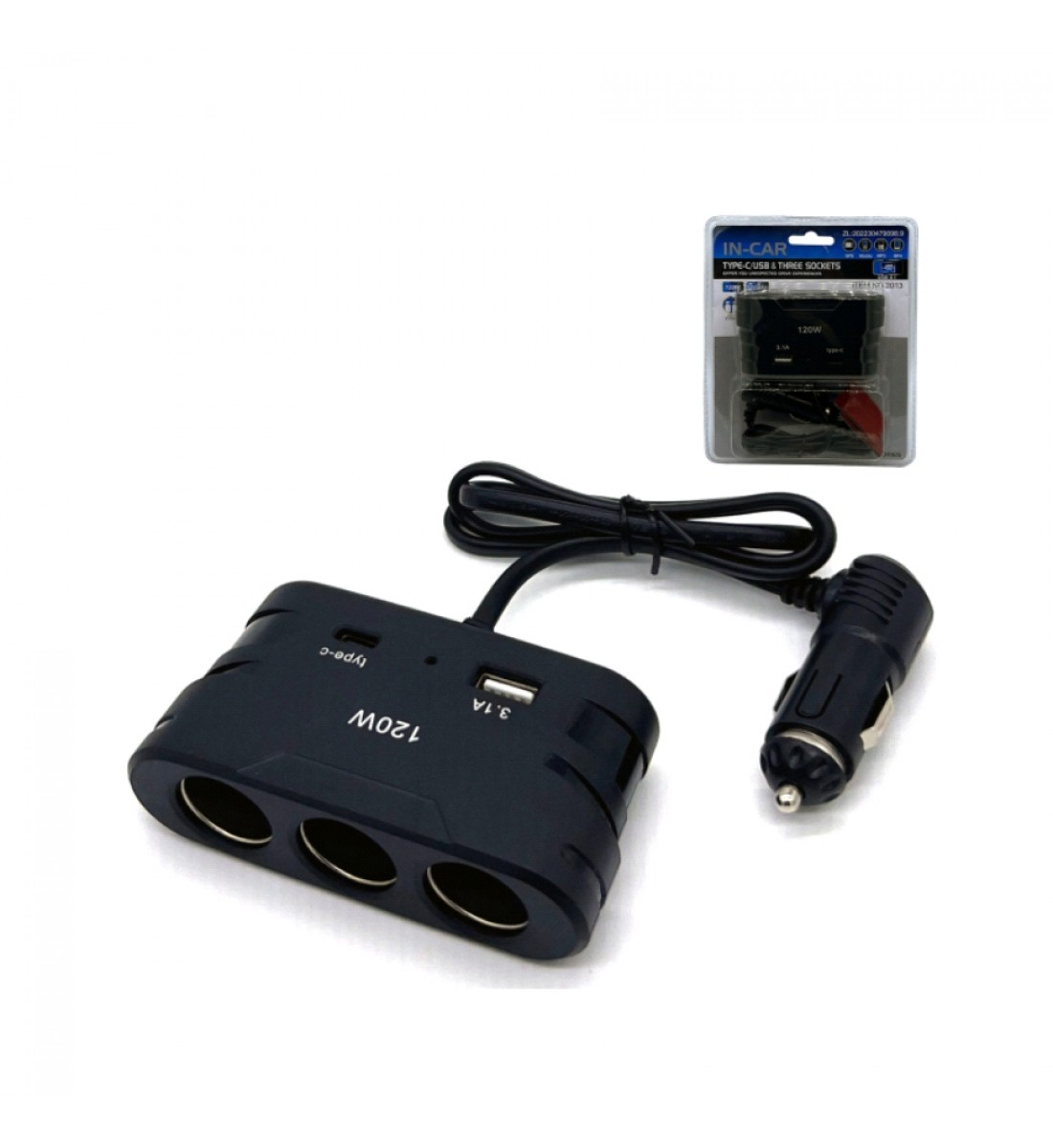 Încărcător Auto Olesson 120w, Multifuncțional cu Priză USB și Type-C Încărcător Auto Olesson 120w, Multifuncțional cu Priză USB și Type-C