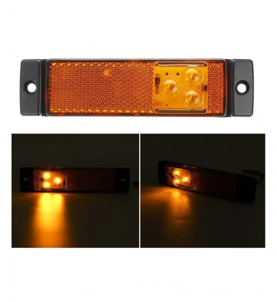 Lampa LED Auto, semnalizare laterala, 3 leduri, 12V, lumina galbena Lampa LED Auto, semnalizare laterala, 3 leduri, 12V, lumina galbena