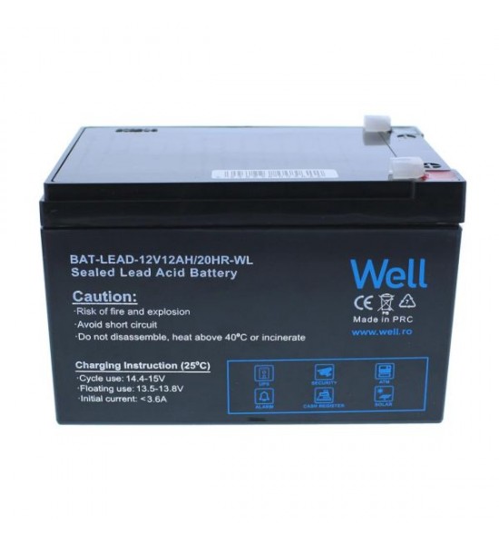 Acumulator plumb acid Well 12V 12AH, terminal T1 Acumulator plumb acid Well 12V 12AH, terminal T1