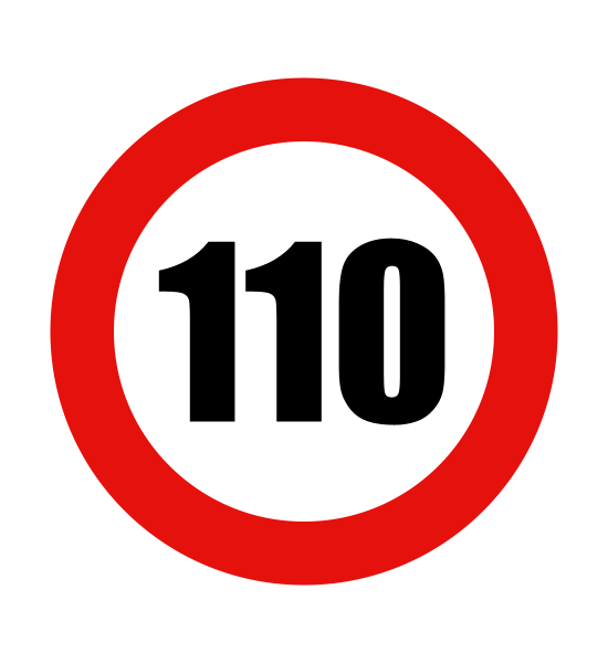 Abțibild limitator viteză, 110 km Abțibild limitator viteză, 110 km
