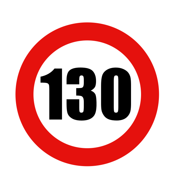 Abțibild limitator viteză, 130 km Abțibild limitator viteză, 130 km