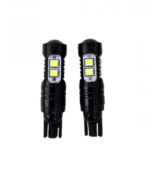 Set 2 Becuri  Auto, W5W/T10/501, 10  SMD, cu lupa, lumina alba