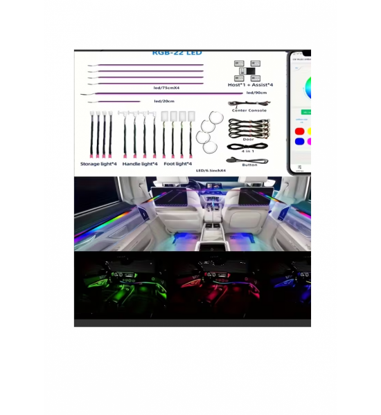 Lumini ambientale LED premium, kit RGB 22 în 1, efecte dinamice Symphony cu control prin aplicație