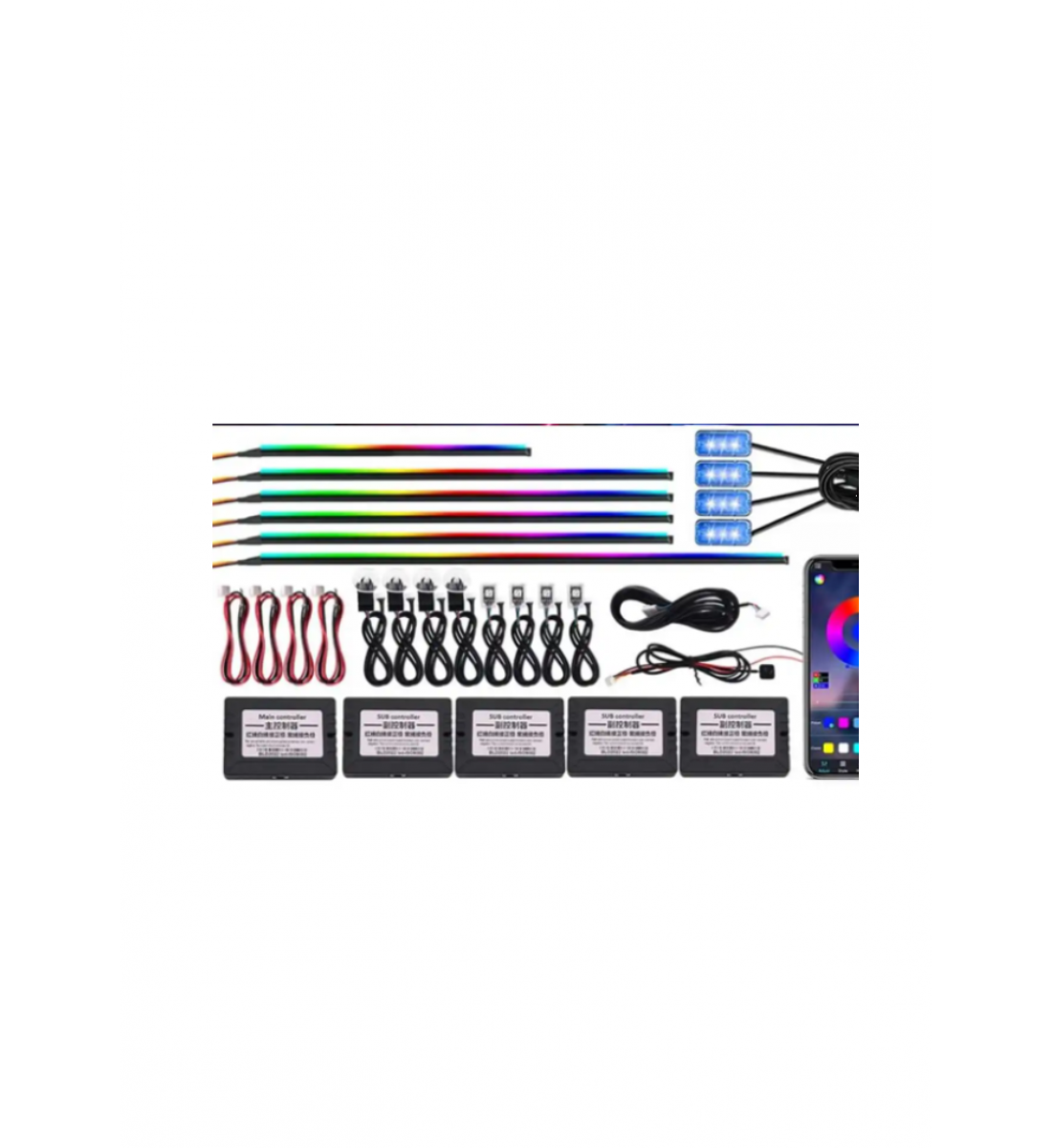 Set cu 18 lumini ambientale RGB cu aplicatie bluetooth