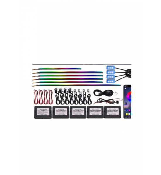Set cu 18 lumini ambientale RGB cu aplicatie bluetooth