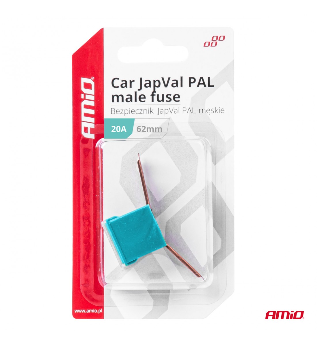 Siguranță auto JAPVAL PAL mascul 62mm 20A AMIO-03426