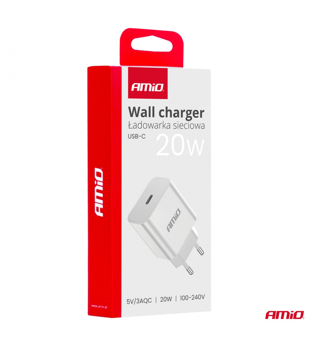 Încărcător de perete USB-C 230V 20W AMIO-03891