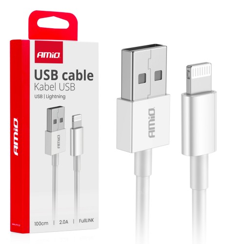 Cablu de încărcare USB-A - LIGHTNING IPHONE 2A 100cm FullLINK AMIO-03895