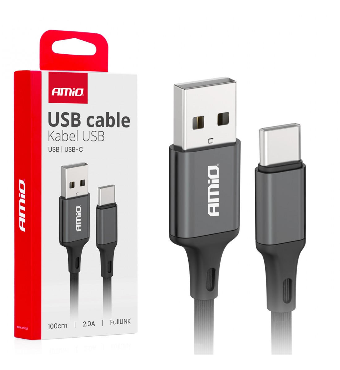 Cablu de încărcare USB-A - USB-C 2A 100cm FullLINK AMIO-03899