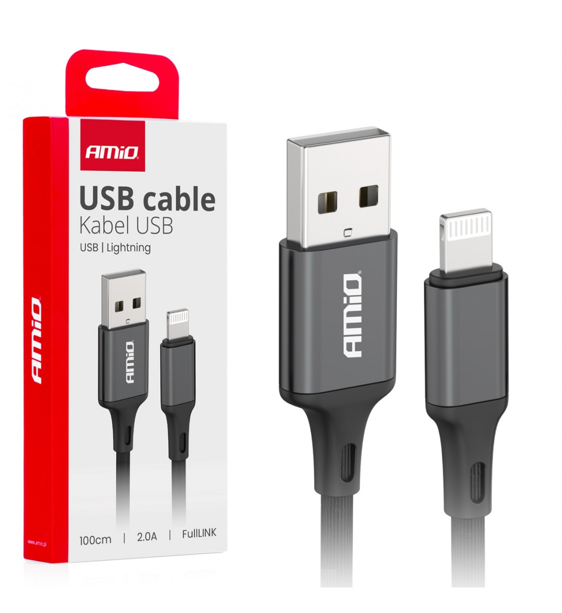 Cablu de încărcare USB-A - LIGHTNING IPHONE 2A 100cm FullLINK AMIO-03901