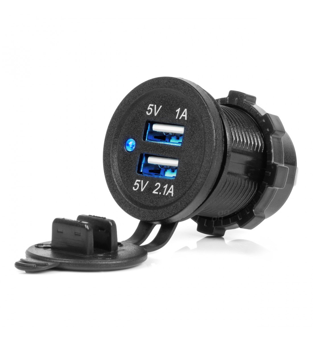 Încărcător auto cu mufe USB impermeabile 3.1A 2xUSB 12V 24V AMIO-04216