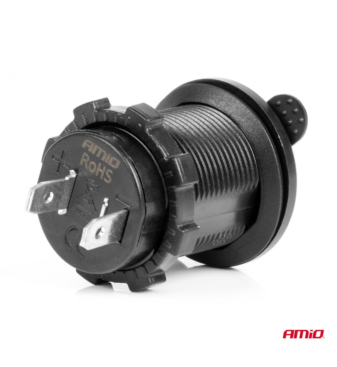 Priză suplimentară încorporată cu iluminare roșie 12V 24V AMIO-04219